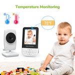 MC628A Wireless Baby Monitor 2.8 Inch Screen Two Way Audio Night Vision Temperature Monitoring 2X Zoom 22H Battery Video Monitoring Pet Baby Surveillance Secure Connection