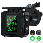 Solar Charging TPMS Motorcycle Tire Pressure System Tyre Temperature Alarm LED Display IP67 Waterproof
