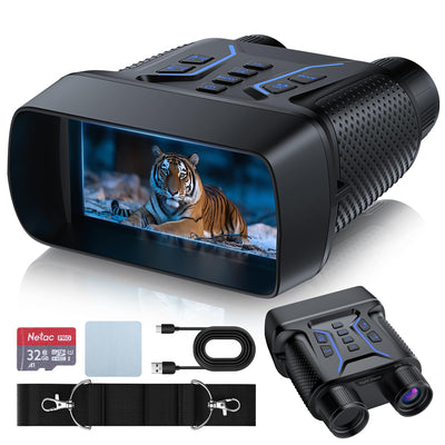 LinkMejor 4K Night Vision Goggle for Adults, Night Vision Binocular with 4.5'' HD Display, 36MP Photos, 8X Digital Zoom,7 Level IR, Rechargeable, for Camping, Hunting, Security (Incl. 32GB Card)