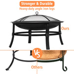 KingSo 26 inch Fire Pit for Outdoor Round Wood Burning Fire Pit Bowl with Mesh Screen and Fire Poker