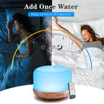 500ML Aromatherapy Diffuser Wood Grain Essential Oil Aromatherapy Humidifier with Remote Control for Home Office