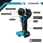 Drillpro 20+1 Brushless Electric Screwdriver 1000W Peak Torque with Dual Speed Capabilities Compatible with 18V Batteries Ideal for Steel and Woodworking Tools