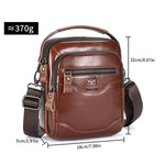 LinkMejor 8inch Cowhide Leather Men's Shoulder Bag Retro Fashion Cross Body Bag with Hand Band Multiple Zipper Pocket Capacity Business Casual Travel Messenger Bag