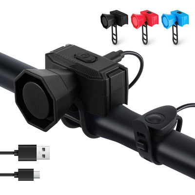 WEST BIKING 120dB Mini Bicycle Horn Type-C Charging 5 Modes Warning Waterproof Electric Bike Bell for MTB Riding Safety