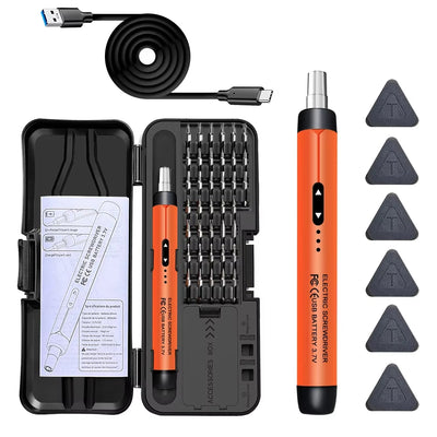 Rechargeable Cordless Electric Screwdriver Set CRV Precision Tool Kit 600mAh Li Battery Wireless Charging Type-C for Mobile Phone Computer Repair