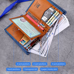 LinkMejor Men's Genuine Leather RFID Wallet Handmade Cowhide Thin Design Large Capacity Short Coin Purse Clip Business Casual Card Bag Gift