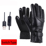 LinkMejor USB Electric Heated Thermostatic Gloves Waterproof PU Touchscreen Heated Gloves Winter Motorcycle Riding Hand Warm Gloves