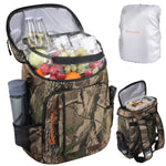 LinkMejor Backpack Cooler Insulated 36 Cans w/ Insulating Cover, Upgraded Leakproof Soft Cooler Backpack 2 Compartment for Camping Hiking Picnic Beach
