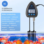 Tuya WiFi Bluetooth 5 in 1 Water Quality Monitor PH EC SALT SG Temperature Multi Function Water Analyzer APP Control for Aquarium Aquaculture Hydroponics Swimming Pool