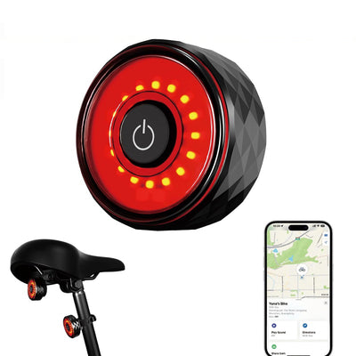 LinkMejor DW-32 Bicycle Positioning Taillight IPX64 Waterproof Type-C Rechargeable Anti-Lost Locator Tracking Bike Rear Light for MTB Road Cycling Safety