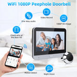Smart Home Tuya 120° Wide Angle Door Peephole Camera 1080P One Way Intercom Video Eye Motion Detection Wifi Doorbell Camera 5000mAh Battery Work with Alexa&Google