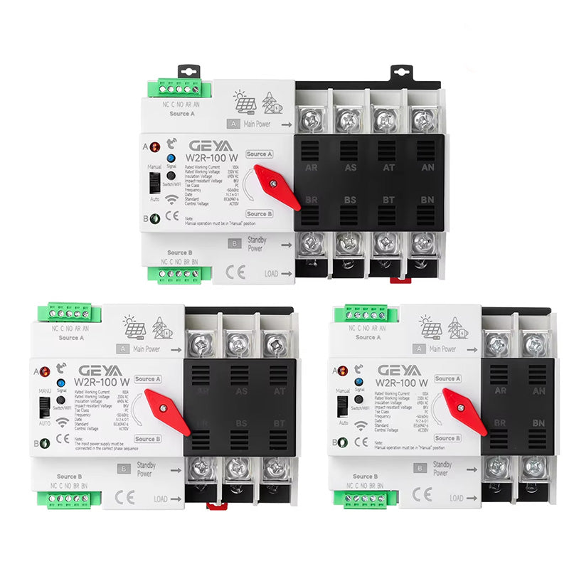 LinkMejor Tuya WIFI Smart ATS 2P/3P/4P 230VAC Dual Power Automatic Transfer Switch Uninterrupted Remote Automatic Control Power Switcher