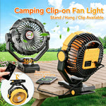 Xmund Camping Fan Light With Remote 10400mAh Battery 4 Speeds 3 Oscillation Modes 5.7M/S Wind USB Charging Power Bank for Tent Outdoor Clip Fan