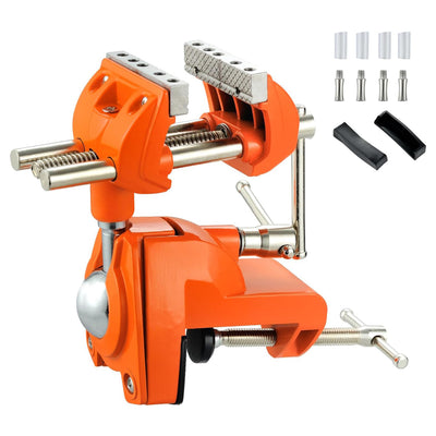LinkMejor Clamp Bench Vise Heavy Duty Cast Steel 360 Degree Swivel Base Woodworking Vise 3.5 Inch Jaw Width Table Clamp Vise for DIY Projects Workbench Creations
