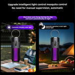 Solar Powered & USB Rechargeable Mosquito Lamp With Adjustable 2/4/6H Timer Folding Hanging Ring Warm Light & Mosquito-Killing 2 Modes Outdoor Indoor Use