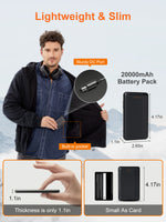 Auxo 4-Zone Men Heated Hoodie with 20000mAh DC & USB Power Bank, YKK Zip Up Fleece, Premium Carbon Hooded Sweatshirt Up to 20 Hours Warmth