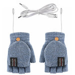 LinkMejor 1Pair Winter Half-finger USB Electric Heated Gloves Double-sided Heating Flip-top Gloves for Winter Outdoor Skiing