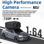 LinkMejor M646 RTR 1/64 2.4G 4WD Mini FPV Drift RC Car Wifi 720P Camera Photos Videos VR App Control Built In Gyro LED Light Desktop Micro 3 Speed On-Road Racing Remote Vehicles Models Toys
