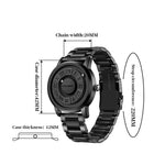 Creative Scrolling Stylish Black Dial Rotating Magnetic Bead Watch Roman Numerals Unique Men Wristwatch