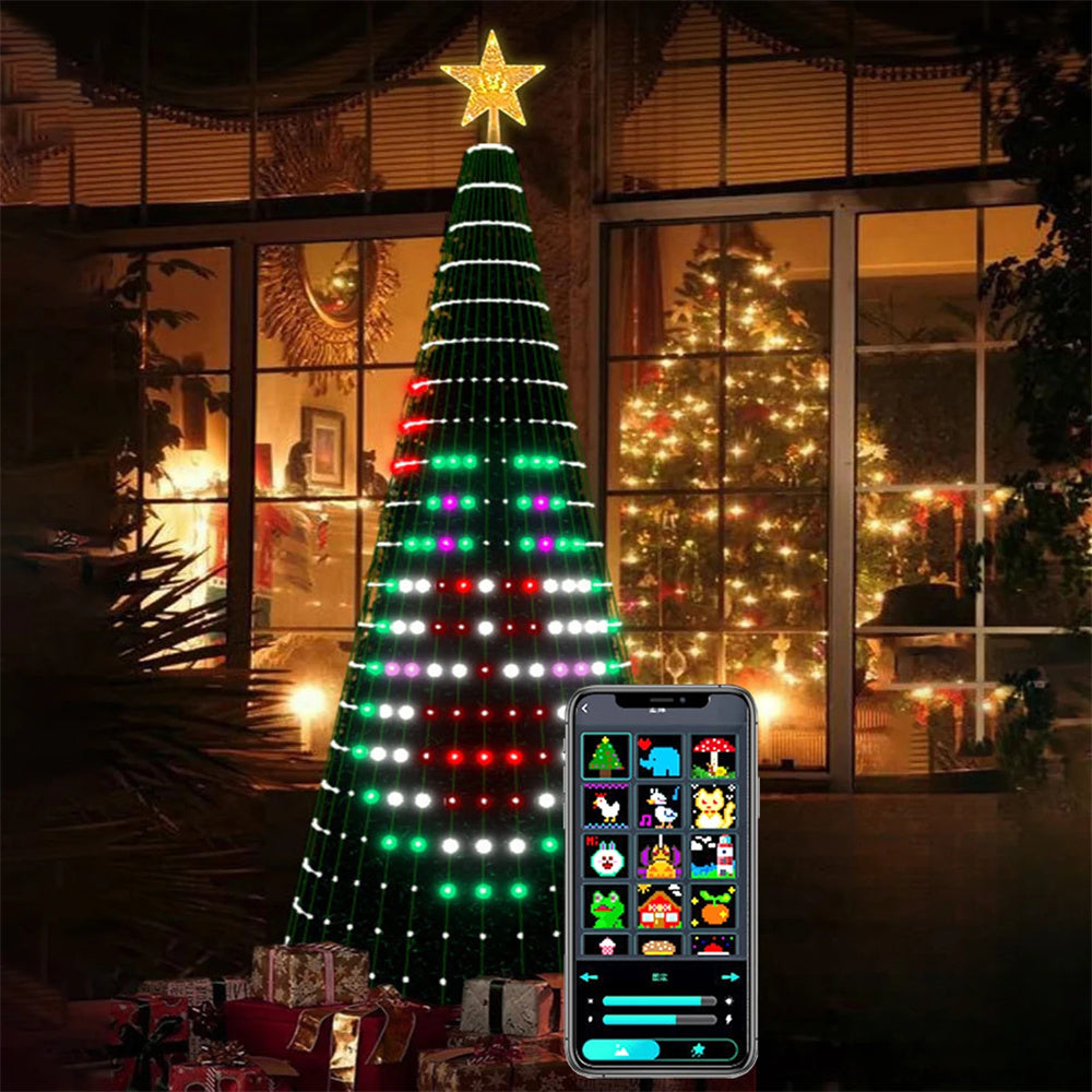 Elfeland 1.5m/1.8m/2.1m LED Christmas Tree Star Lights DIY Smart RGB Christmas Light with Remote Timer Music Sync Bluetooth APP Controlled Holiday Lighting