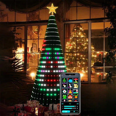 Elfeland 1.5m/1.8m/2.1m LED Christmas Tree Star Lights DIY Smart RGB Christmas Light with Remote Timer Music Sync Bluetooth APP Controlled Holiday Lighting