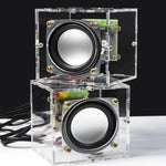HU-023 Mini Crystal Speaker DIY Kit Dual Channel 3W Power Compact LED Music Spectrum Display Computer Phone Audio Desktop Speaker Assembly