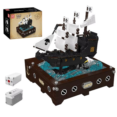 Mould King 10243 Motorized Pirate Ship Dynamic Toys Model Building Blocks Brick 1280PCS Assembly Kit for Children Adults Birthday Gift