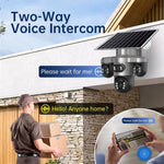 15MP HD V380 Pro Solar Powered PTZ Camera Three Lens Auto Tracking 10X Zoom Color Night Vision IP66 Wireless Outdoor Security Camera