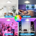 Elfeland 24W 30cm LED Square Ceiling Light With RGB Ambient Backlight Remote Control APP Control Dimmable Modern Ceiling Lamp