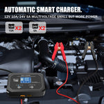 LinkMejor P10X2 12V 24V 10A Auto Motorcycle Battery Charger AGM Intelligent Repair Dual Channel Smart Car Battery Charger Lithium Lifepo4 Lead-Acid(AGM/Gel/SLA) for Car Boat