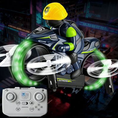 LinkMejor H141 2-IN-1 Land Air Amphibious Altitude Hold Headless Mode LDE Lights 2.4G Remote Control Toys Kids Gifts Flying Motorcycle RC Drone Quadcopter RTF