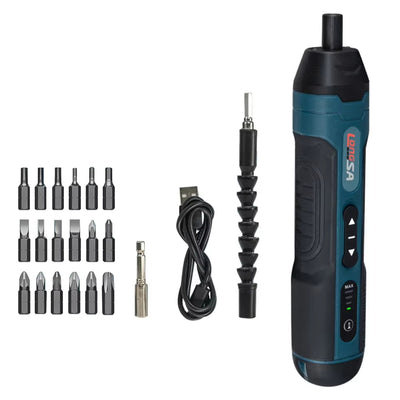 20pcs Electric Screwdriver Bits Set Cordless Rechargeable 3.6V Lithium Battery 1300mAh Torque Adjustment With 20 Accessories LED Light USB Charging