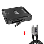 [GaN Tech] LinkMejor® BW-S32 130W 5 in 1 USB PD Digital Display Charger with Retractable Cable Fast Charging Desktop Charging Station for iPhone 17 16 16 Pro 15 14 13 Pro Max for MacBook Pro for Airpods for Apple Watch