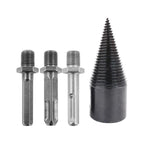 2PC Wood Splitter Firewood Drill-Bit Kindling Log Splitter Heavy Duty Electric Splitting Drills 42mm Screw Cracker Removable Cone Driver Hex Shank Square Round Handle