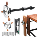 Woodworking Bench Screw Leg Vise Workbench Inertia Leg Clamps with Handwheel & Parallel X-Bracket, Stainless Steel Screws, Heavy Duty Woodworking Table Vise Clamps Set for DIY Accessories