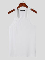 LinkMejor Mens High Elastic Solid Color Casual Tank Top