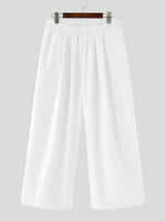 INCERUN Mens Solid Color Comfortable Loose Fit Elastic Pants