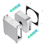 LinkMejor QT01 Mini Aluminum Alloy Computer Case for Mac Mini M4/M4 Pro with Magnetic Side Stand Dustproof Shockproof Expansion Case