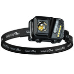 LinkMejor 750 Lumens Rechargeable Lightweight Headlamp with Motion Sensor Running & Helmet Light LED Head Torch 5 Modes for Night Running Fishing Camping Cycling Work