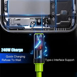 240W High-Speed USB Type C to Type C Charging Cable with LED Display for Car Quick Charge