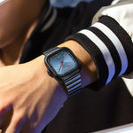 LinkMejor 36MM Large Dial Fashion Square Men's Quartz Watch Waterproof Luminous Calendar Clock Stainless Steel Business Casual Wristwatch