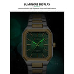 LinkMejor Fashion Rectangular Business Watches for Men Waterproof Luminous Hands Stainless Steel Simple Vintage Quartz Wristwatch