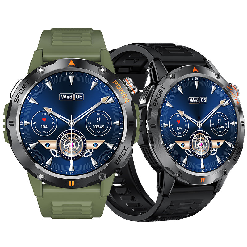 YK06 1.53inch HD Screen LED Flashlight Compass 40 Days Battery Life bluetooth Call Heart Rate Blood Pressure Blood Oxygen Monitor Sleep Monitoring Multi-sport Modes IP68 Waterproof Smart Watch