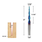 1/4 Inch Shank 3D CNC Router Bit Tungsten Steel Cutting Tool HRC93 Hardness for Precision Carving Engraving