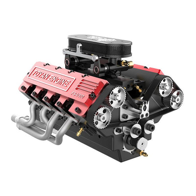 LinkMejor FS-V800 AC 1/10 V8 Four-Stroke Water Cooling 28cc Nitro Engine DIY Assembly Kit Build Your Own V8 Engine That it Works Physics Experiment Science Education Toys