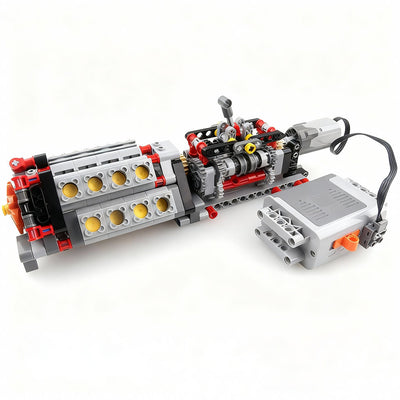 LinkMejor Technical 6 Speed Gearbox V16 Engine Model APP Power Motor M Motor Combo Building Blocks DIY Creative Electric Toy