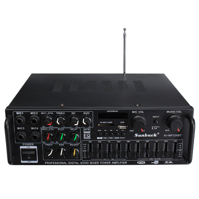 Sunbuck 326BT bluetooth 1200W 110V US Plug Digital Amplifier HIFI-h Stereo Home Theater Amp 2 Channel Receiver MP3 USB SD AUX AV FM Radio with Remote Control