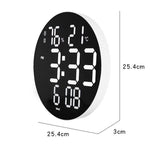 LinkMejor 10 Inch Digital Wall Clock With Remote Controller / Dual Alarm Clock / Calendar / Temperature / Humidity / Count Down for Home and Office