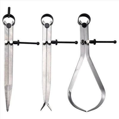 3pcs 8Inch Spring Caliper Set Internal Measuring Type with Flat Legs Carbon Steel Machinist Tool Silver Caliper Metalworking Precision Measurement