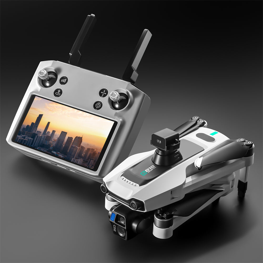 LinkMejor S819 PRO GPS 6KM 5G Repeater Digital FPV with Real 2.7K HD Camera 3-Axis EIS Mechanical Gimbal 360° Obstacle Avoidance 5inch Touchable LCD Screen Controller Brushless Foldable RC Drone Quadcopter RTF